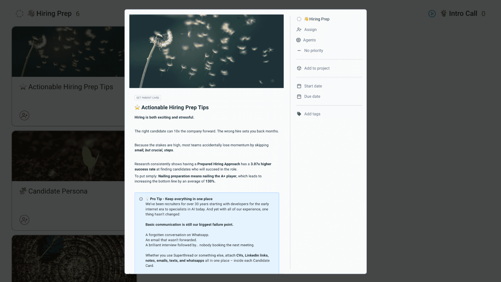 Hiring template designed by industry veterans